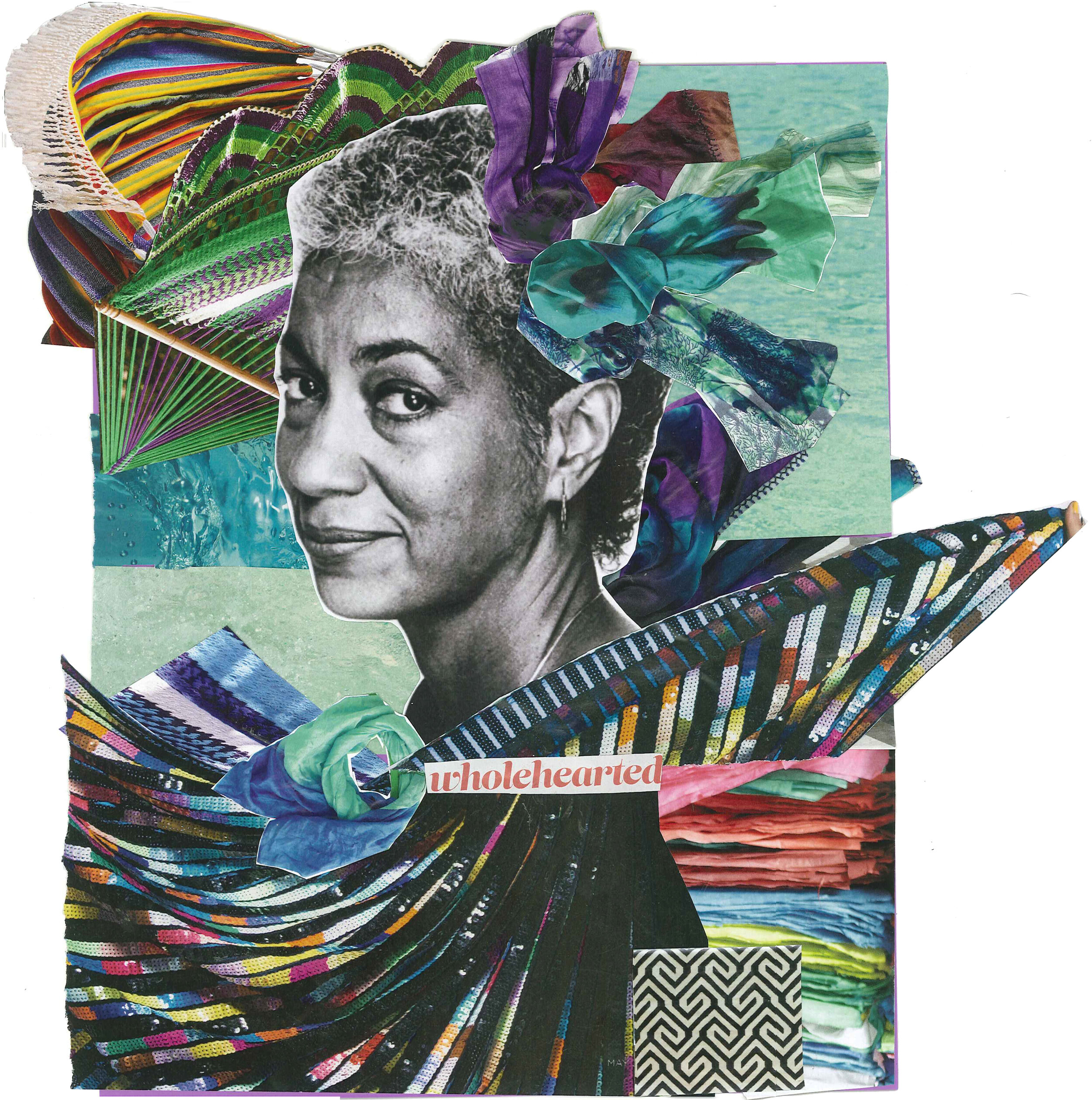 Paper collage made by Alexis Pauline Gumbs depicting June Jordan