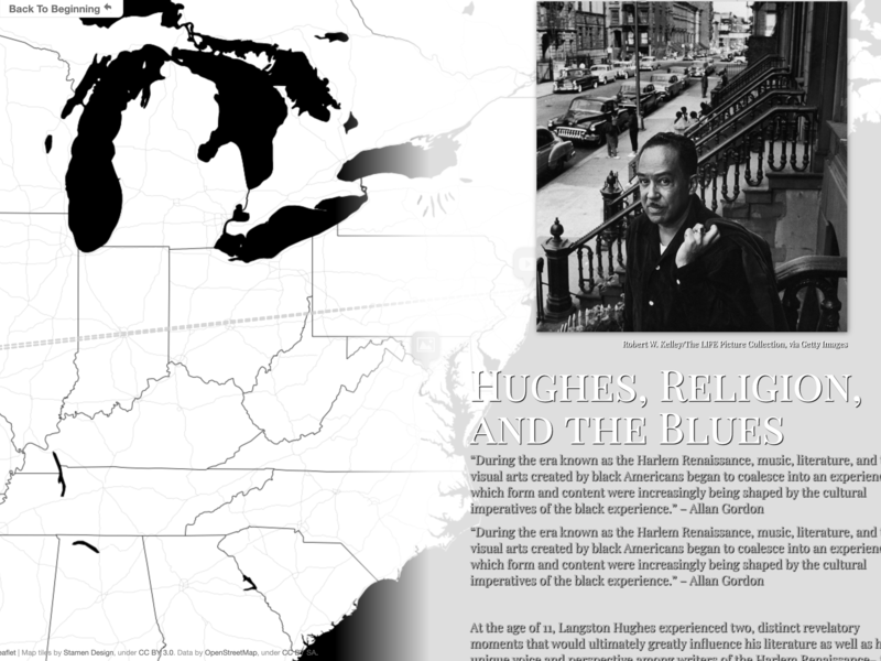 Storymap made by Eliza Buttrick titled Hughes, Religion and the Blues