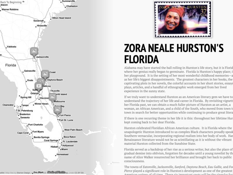 Storymap made by Irish Tudtud titled Zora Neale Hurston’s Florida